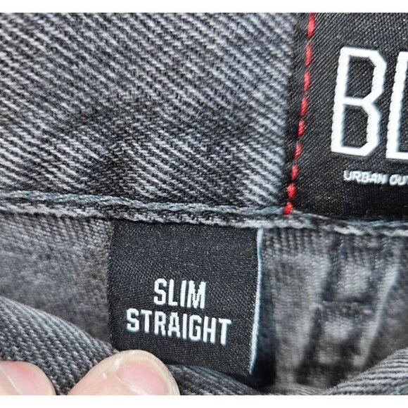 BDG Slim Straight Jeans Sz 26 2 High Rise Button Fly Patchwork Frayed Distressed - Picture 10 of 15